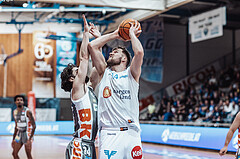 Basketball, Basketball Superliga 2023/24, Grunddurchgang 20.Runde, Oberwart Gunners, Klosterneuburg Dukes, Will Carius (24), Daniel Koeppel (14)