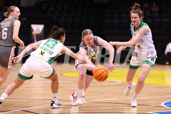 03.02.2024, Graz, Raiffeisen Sportpark, Basketball Damen Superliga 2023/24, Grunddurchgang 11.Runde, UBI Holding Graz - BK Raiffeisen Duchess Klosterneuburg ,  