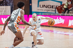 Basketball, Basketball Superliga 2023/24, Grunddurchgang 20.Runde, Oberwart Gunners, Klosterneuburg Dukes, Sebastian Kaeferle (7), Michael Weathers (20)