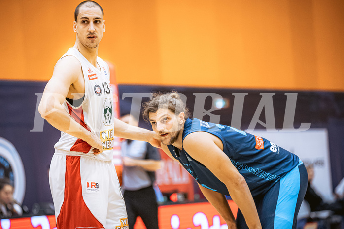 Basketball, Win2Day Superliga 2022/23, Grunddurchgang 6.Runde, Vienna D.C. Timberwolves, BC GGMT Vienna, Stefan Savic (13), Moritz Lanegger (21)