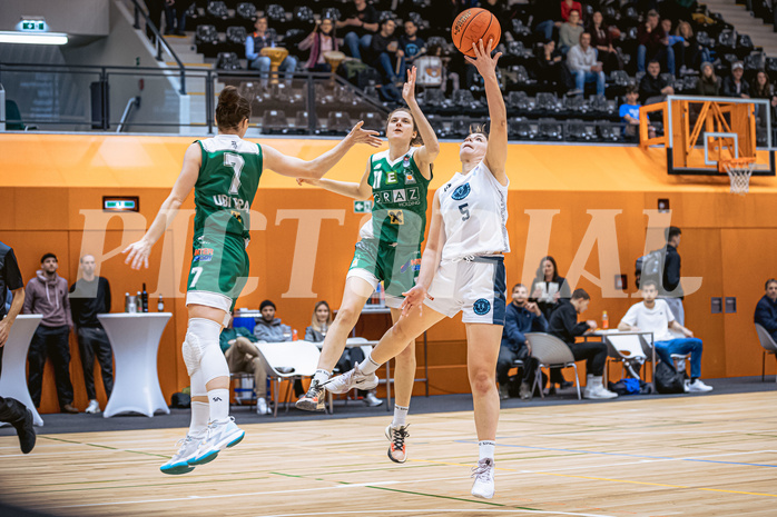 Basketball, Win2Day Basketball Damen Superliga 2022/23, Grunddurchgang 6.Runde, Vienna D.C. Timberwolves, UBI Holding Graz, Camilla Neumann (11), Valentina Mraulak (5)
