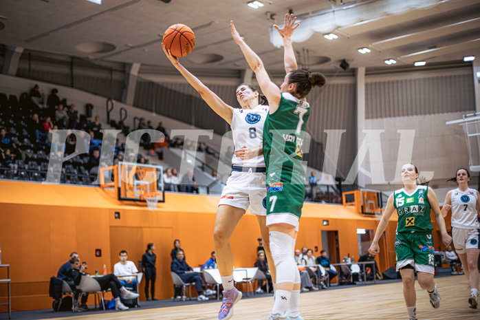 Basketball, Win2Day Basketball Damen Superliga 2022/23, Grunddurchgang 6.Runde, Vienna D.C. Timberwolves, UBI Holding Graz, Aleksandra Novakovic (8), Simone Schwarzinger (7)