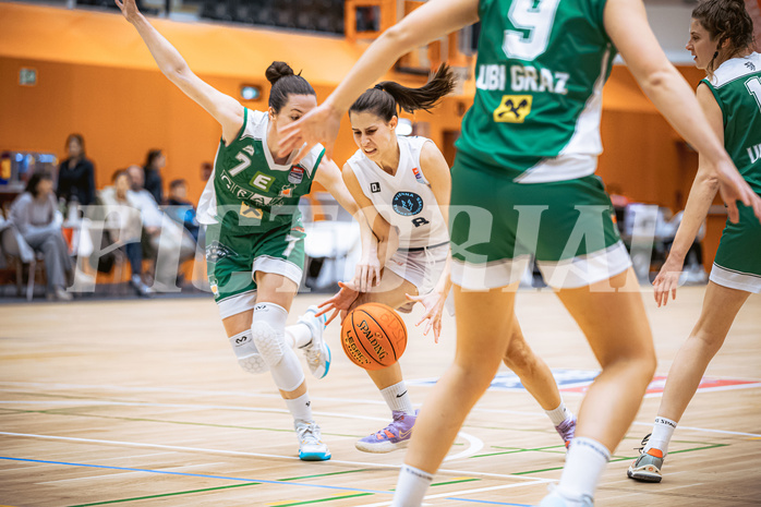 Basketball, Win2Day Basketball Damen Superliga 2022/23, Grunddurchgang 6.Runde, Vienna D.C. Timberwolves, UBI Holding Graz, Simone Schwarzinger (7), Aleksandra Novakovic (8)