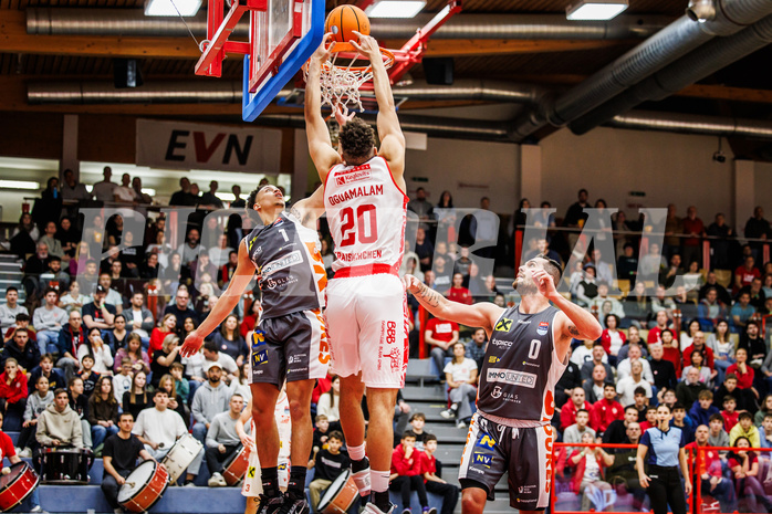 Basketball, win2day Basketball Superliga 2024/25, Grunddurchgang 12.Runde, Traiskirchen Lions, Klosterneuburg Dukes, Noah Oguamalam (20)