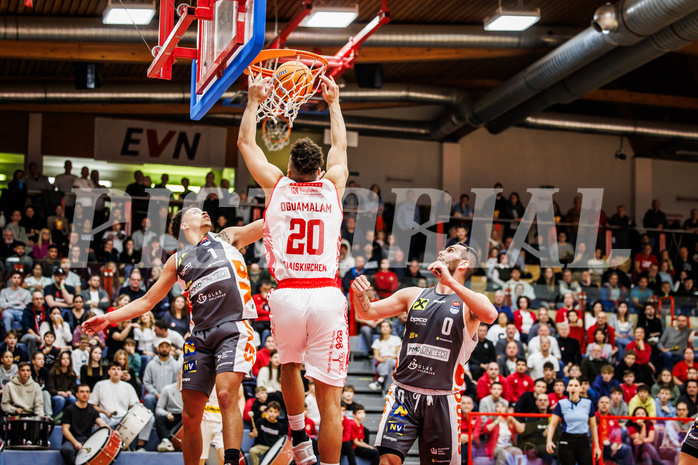 Basketball, win2day Basketball Superliga 2024/25, Grunddurchgang 12.Runde, Traiskirchen Lions, Klosterneuburg Dukes, Noah Oguamalam (20)