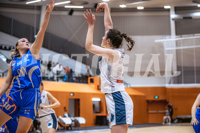Basketball, Win2Day Basketball Damen Superliga 2022/23, Grunddurchgang 3.Runde, Vienna Timberwolves, DBB LZ OÖ, Sonja Andjelkovic (10), Mira Eulering (7)