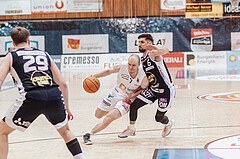 Basketball, Basketball Superliga 2023/24 , VF 2, Oberwart Gunners, Gmunden Swans, Sebastian Kaeferle (7), Daniel Friedrich (6)