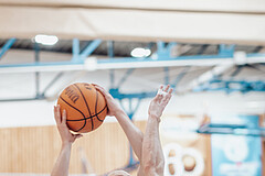 Basketball, Basketball Superliga 2023/24 , VF 2, Oberwart Gunners, Gmunden Swans, Sebastian Kaeferle (7), Benedikt Guettl (7)