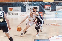 Basketball, Basketball Superliga 2023/24 , VF 2, Oberwart Gunners, Gmunden Swans, Sebastian Kaeferle (7), Daniel Friedrich (6)