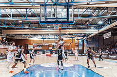 Basketball, Basketball Superliga 2023/24 , VF 2, Oberwart Gunners, Gmunden Swans, Daniel Koeppel (14), Trey Moses (24), Daniel Friedrich (6), Derrek Brooks (11), Patrick Emilien (15)