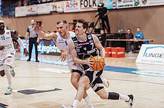 Basketball, Basketball Superliga 2023/24 , VF 2, Oberwart Gunners, Gmunden Swans, Edi Patekar (9), Benedikt Guettl (7)