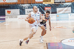 Basketball, Basketball Superliga 2023/24 , VF 2, Oberwart Gunners, Gmunden Swans, Sebastian Kaeferle (7), Vuk Zivanovic (4)