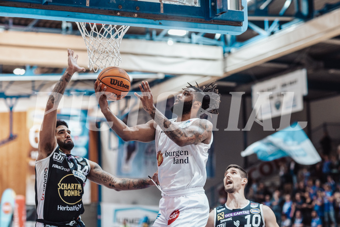 Basketball, Basketball Superliga 2023/24 , VF 2, Oberwart Gunners, Gmunden Swans, Trey Moses (24), Kris Monroe (13)