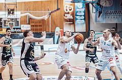 Basketball, Basketball Superliga 2023/24 , VF 2, Oberwart Gunners, Gmunden Swans, Toni Blazan (10), Orri Gunnarsson (29), Sebastian Kaeferle (7), Benedikt Guettl (7), Edi Patekar (9)