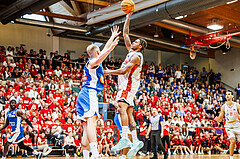 Basketball, win2day Basketball Superliga 2023/24, Halbfinale Spiel 5, Traiskirchen Lions, Oberwart Gunners, Demarcus Demonia (4)
