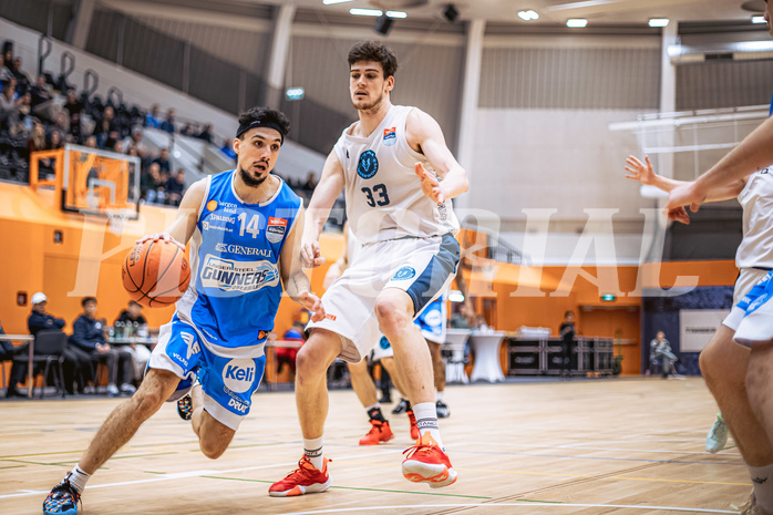 Basketball, Win2Day Superliga 2022/23, Grunddurchgang 19.Runde, Vienna Timberwolves, Oberwart Gunners, Derek Hanes (14), Chris Vogt (33)
