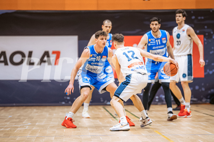 Basketball, Win2Day Superliga 2022/23, Grunddurchgang 19.Runde, Vienna Timberwolves, Oberwart Gunners, Brock Gardner (10), Jakob Lohr (12)