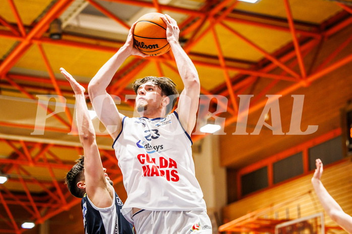 Basketball, win2day Basketball Superliga 2023/224, Grunddurchgang Runde 6, BBC Nord Dragonz, Gmunden Swans, Dogus Demirel (23)