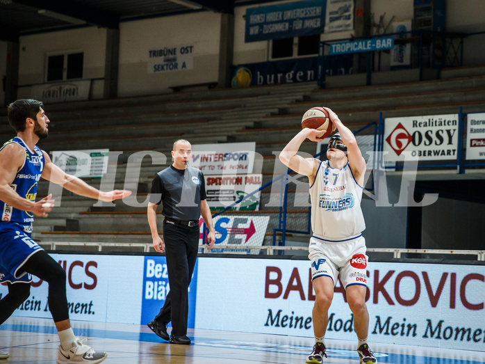 Basketball, bet-at-home Basketball Superliga 2020/21, Platzierungsrunde, 1. Runde, Oberwart Gunners, Gmunden Swans, Sebastian Käferle (7)