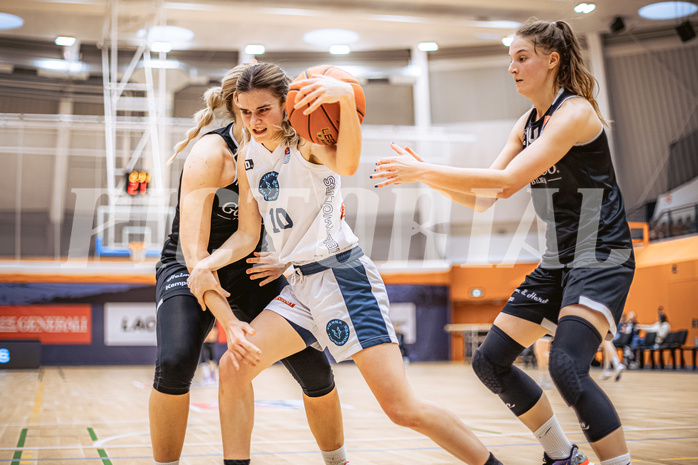 Basketball, Win2Day Basketball Damen Superliga 2022/23, Grunddurchgang 13.Runde, Vienna Timberwolves, Basket Flames, Iva Ilic (10), Lara Brunner (14)