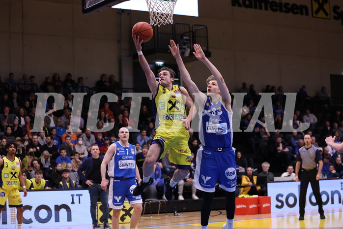 18.02.2023, Graz, Raiffeisen Sportpark Graz, Basketball Superliga 2022/23, Grunddurchgang, Runde 22, UBSC Raiffeisen Graz vs. Unger Steel Gunners Oberwart
