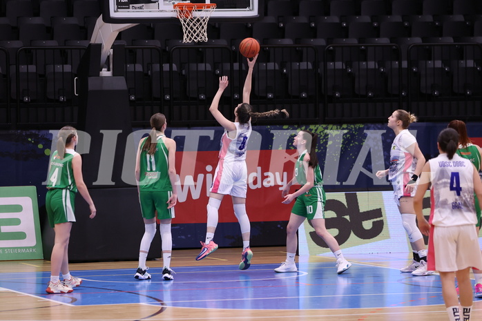 18.02.2023, Graz, Raiffeisen Sportpark, Basketball Damen Superliga 2022/23, Grunddurchgang 13.Runde, UBSC-DBBC Graz vs. KOS Celovec Damen,  