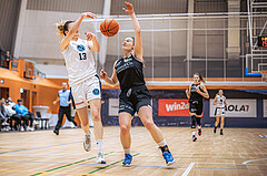 Basketball, Win2Day Basketball Damen Superliga 2022/23, Grunddurchgang 13.Runde, Vienna Timberwolves, Basket Flames, Charlotte Schomburg (13), LouLou Kenens (7)