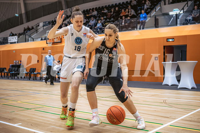 Basketball, Win2Day Basketball Damen Superliga 2022/23, Grunddurchgang 13.Runde, Vienna Timberwolves, Basket Flames, Bianca-Alexandra Rantz (18), Zlatka Madankova (16)