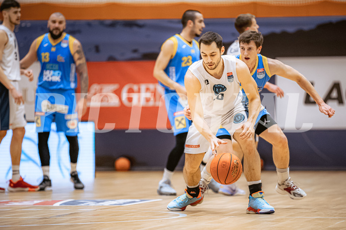 Basketball, Win2Day Superliga 2022/23, Grunddurchgang 22.Runde, Vienna Timberwolves, SKN St. Pölten Basketball, Jakob Szkutta (10), Roman Jagsch (9)