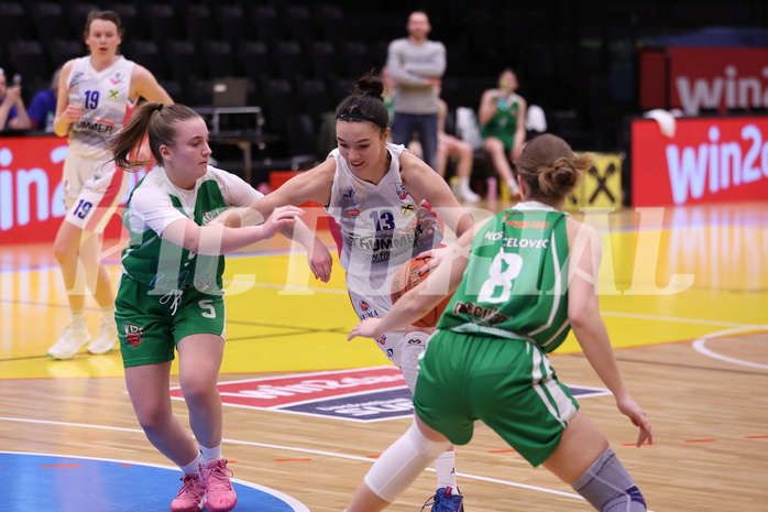 18.02.2023, Graz, Raiffeisen Sportpark, Basketball Damen Superliga 2022/23, Grunddurchgang 13.Runde, UBSC-DBBC Graz vs. KOS Celovec Damen,  