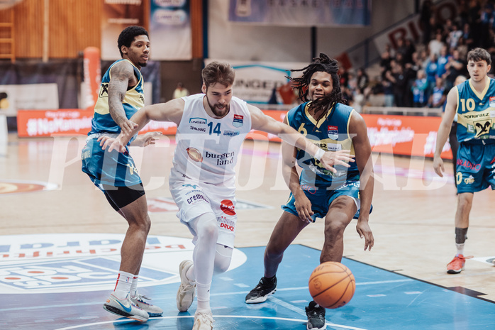Basketball, Basketball Austria Cup 2023/24, Viertelfinale, Oberwart Gunners, UBSC Graz, Christian Brandon (18), Daniel Koeppel (14), Jalen Shaw (6), #nomanipulation