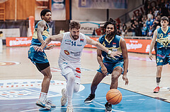 Basketball, Basketball Austria Cup 2023/24, Viertelfinale, Oberwart Gunners, UBSC Graz, Christian Brandon (18), Daniel Koeppel (14), Jalen Shaw (6), #nomanipulation