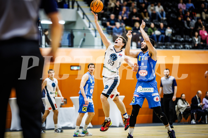 Basketball, Win2Day Superliga 2023/24, Grunddurchgang 13.Runde, Vienna Timberwolves, SKN St. Pölten, Jonas John (99)