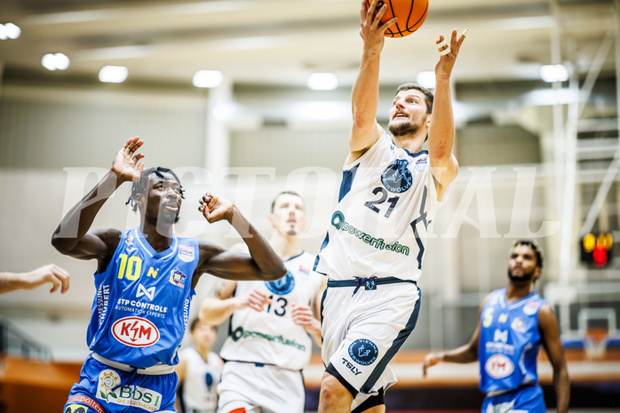 Basketball, Win2Day Superliga 2023/24, Grunddurchgang 13.Runde, Vienna Timberwolves, SKN St. Pölten, Moritz Lanegger (21)