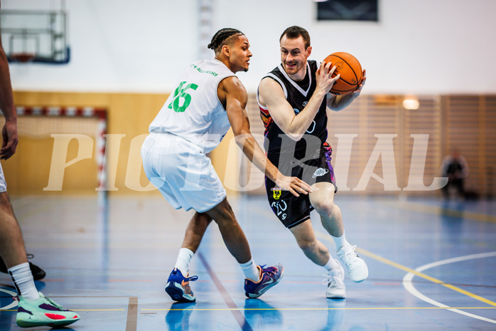 Basketball, Basketball Zweite Liga 2023/24, Grunddurchgang 14.Runde, Deutsch Wagram Alligators, Vienna United, Philip Konate (16), Mathias Diemer (20)