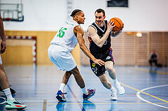 Basketball, Basketball Zweite Liga 2023/24, Grunddurchgang 14.Runde, Deutsch Wagram Alligators, Vienna United, Philip Konate (16), Mathias Diemer (20)
