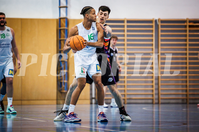 Basketball, Basketball Zweite Liga 2023/24, Grunddurchgang 14.Runde, Deutsch Wagram Alligators, Vienna United, Philip Konate (16), Bruno Golino (3)
