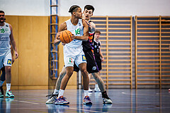 Basketball, Basketball Zweite Liga 2023/24, Grunddurchgang 14.Runde, Deutsch Wagram Alligators, Vienna United, Philip Konate (16), Bruno Golino (3)