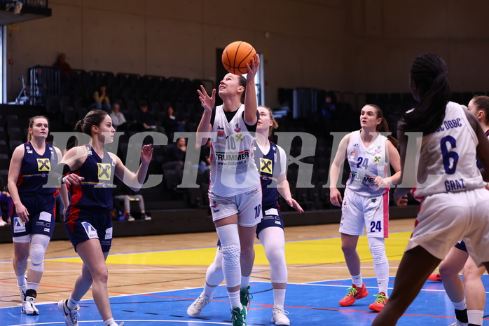 04.02.2024, Graz, Raiffeisen Sportpark, Basketball Damen Superliga 2023/24, Grunddurchgang 11.Runde, UBSC-DBBC Graz - SKN St. Pölten Frauen ,  