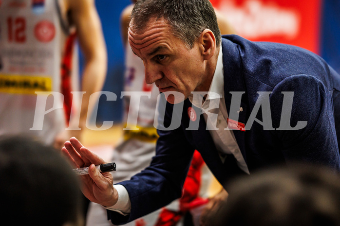 Basketball, win2day Basketball Superliga 2023/24, Grunddurchgang 20.Runde, Traiskirchen Lions, Vienna DC Timberwolves, Radomir Mijanovic (Head Coach)