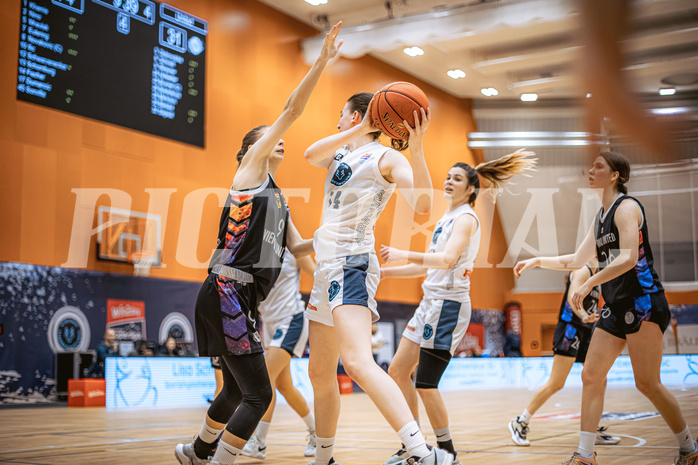 Basketball, Win2Day Basketball Damen Superliga 2022/23, Grunddurchgang 9.Runde, Vienna Timberwolves, Vienna United, Antonia Reissner (9), Melanie Fischer (14)