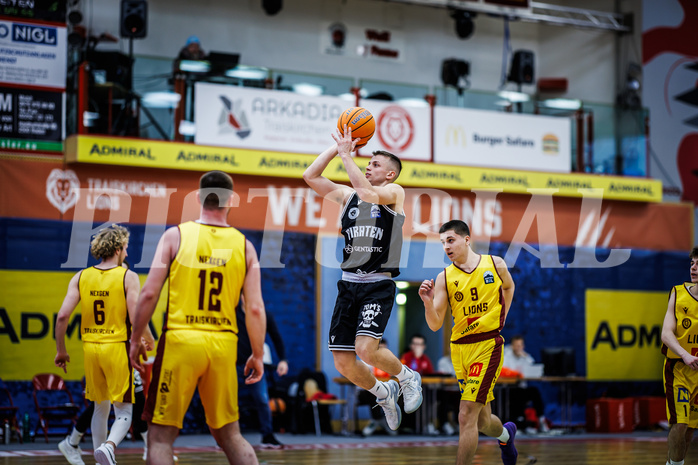 Basketball, Basketball Zweite Liga 2024/25, Grunddurchgang 19.Runde, Traiskirchen Lions NexGen, Wörthersee Piraten, Elvis Keric (9)