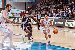 Basketball, Basketball Superliga 2023/24, Grundduchgang Runde 4., Oberwart Gunners, Kapfenberg Bulls, Daniel Koeppel (14), Simon Okoro (13), Magdy Aboud-Ahmed(6)