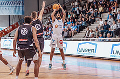 Basketball, Basketball Superliga 2023/24, Grundduchgang Runde 4., Oberwart Gunners, Kapfenberg Bulls, Daniel Grgic (18), Kris Monroe (13)
