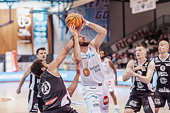 Basketball, Basketball Superliga 2023/24, Grundduchgang Runde 4., Oberwart Gunners, Kapfenberg Bulls, Johnny McCants (23), Daniel Koeppel (14), Noah Baumann (4), David Voetsch (9)