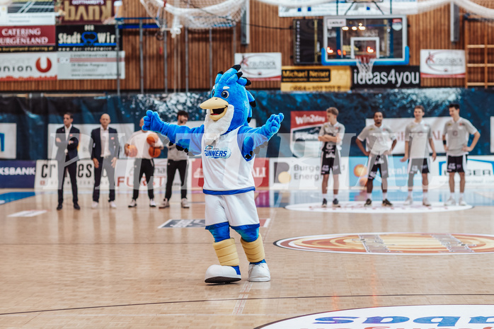 Basketball, Basketball Superliga 2023/24, Grundduchgang Runde 4., Oberwart Gunners, Kapfenberg Bulls, Oberwart Gunners Maskottchen