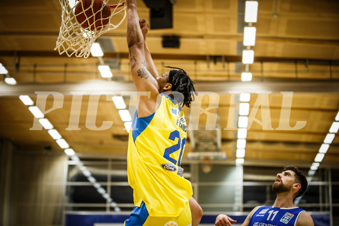 Basketball, bet-at-home Basketball Superliga 2021/22, Platzierungsrunde 9.Runde, SKN St. Pölten Basketball, Oberwart Gunners, Christopher Ferguson (20)