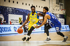 Basketball, bet-at-home Basketball Superliga 2021/22, Platzierungsrunde 9.Runde, SKN St. Pölten Basketball, Oberwart Gunners, Kelvin Lewis (1)