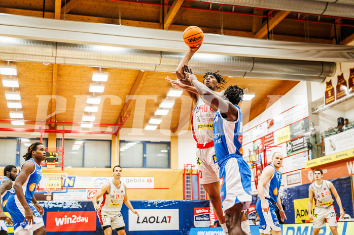 Basketball, win2day Basketball Superliga 2023/24, Grunddurchgang 6.Runde, Traiskirchen Lions, Oberwart Gunners, Jaquan Lawrence (40)