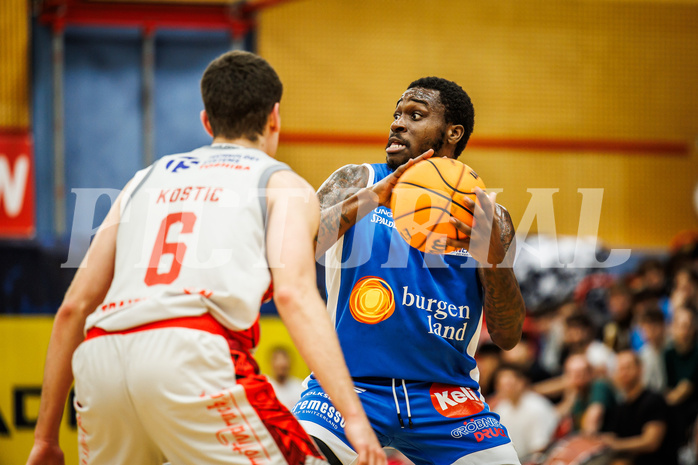 Basketball, win2day Basketball Superliga 2023/24, Grunddurchgang 6.Runde, Traiskirchen Lions, Oberwart Gunners, Tre’vion Lamar (10)